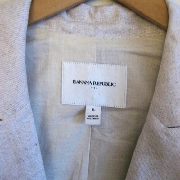 Banana Republic Long Linen Blazer Jacket, Size 6, Medium, Tan Beige, #311217 - Picture 3 of 9